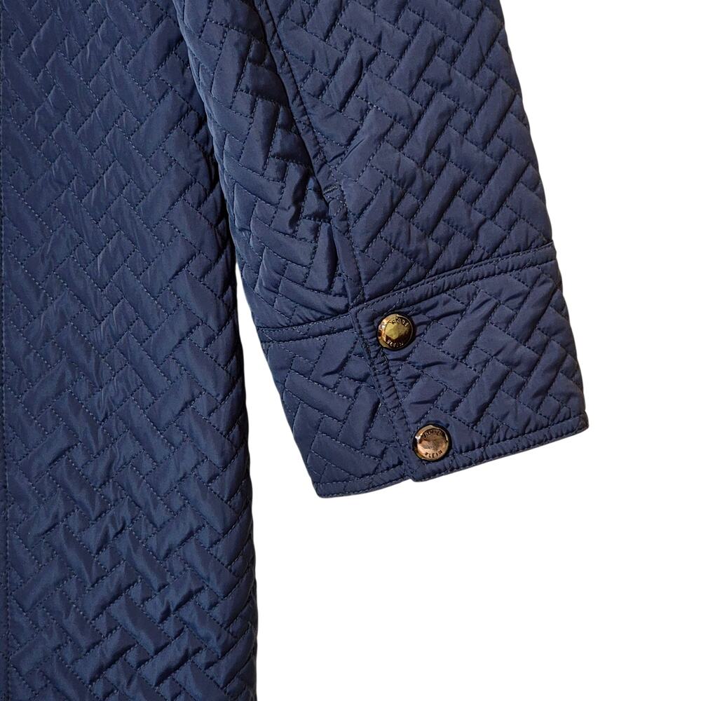 Anne Klein Blue Quilted A-Line Mid Length Snap Front Coat Size L/XL Chic - Picture 14 of 16